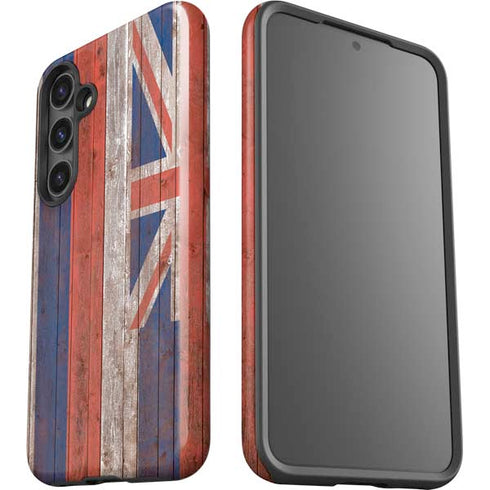 Hawaiian Flag Dark Wood Galaxy S24 Plus Impact Case